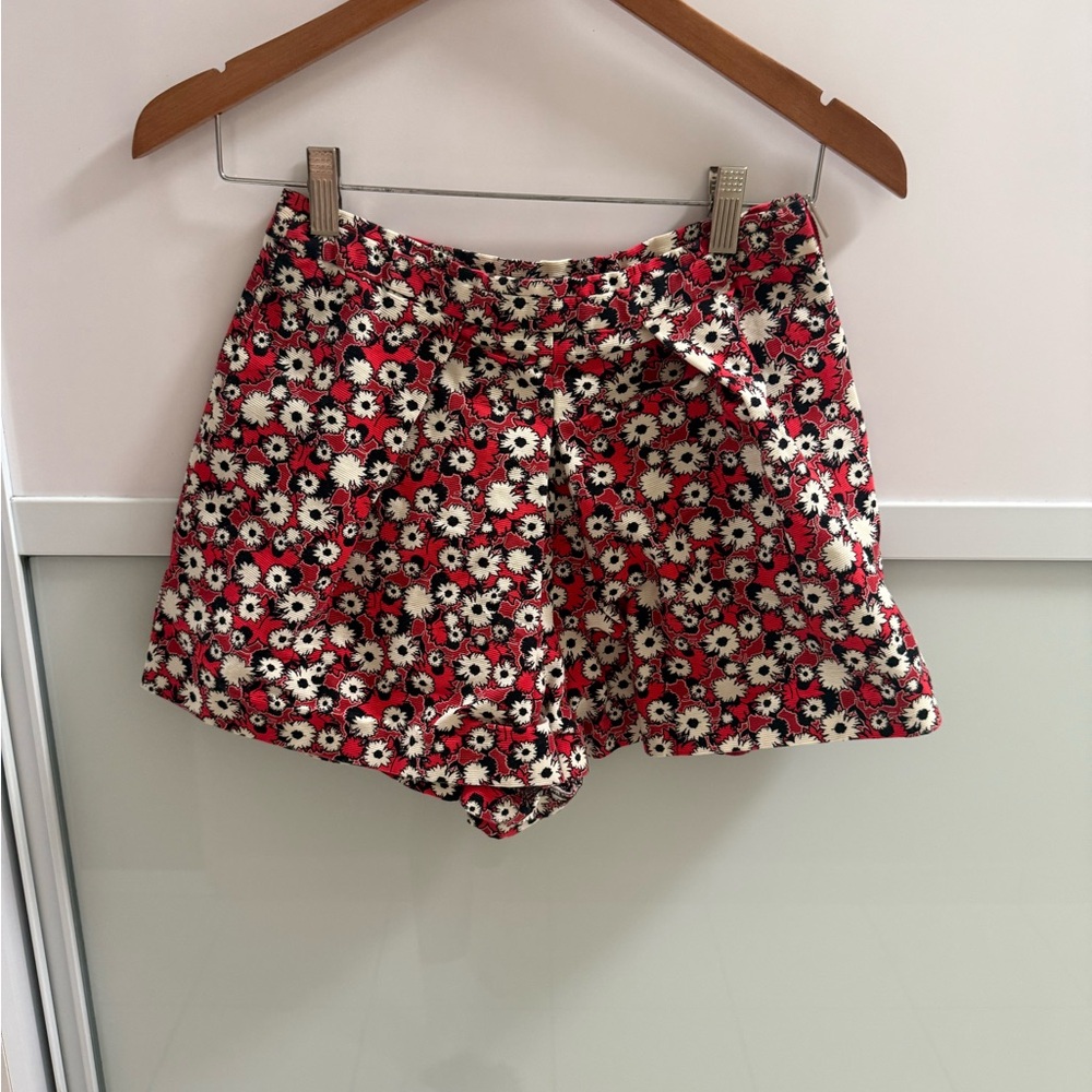 Zara Red Floral Women Shorts